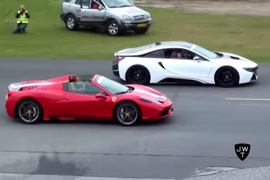 Ferrari 458 Speciale Aperta vs BMW i8, Nissan GT-R κ.λπ. (video)