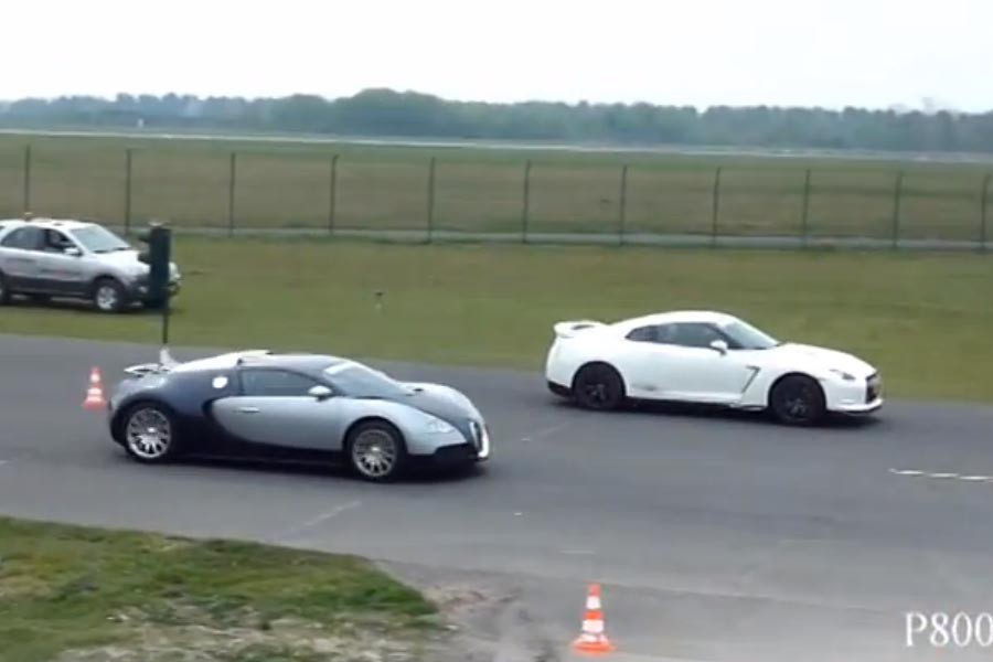 Nissan GT-R Switzer P800 vs Bugatti Veyron by Mansory (video)