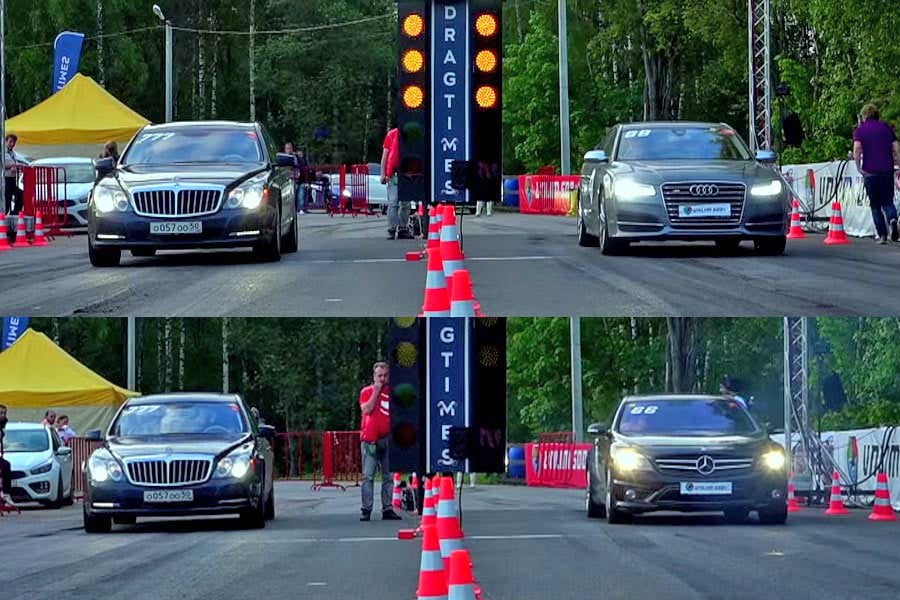 Maybach 57 S vs Audi S8 και Mercedes CL 63 AMG (video)