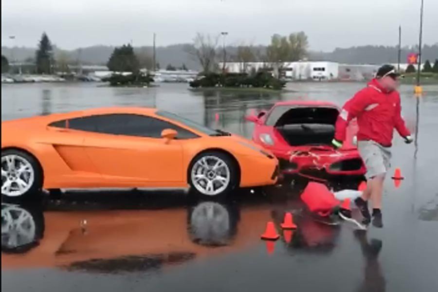 Εκπαιδευτής οδήγησης τράκαρε Ferrari με Lamborghini (+videos)