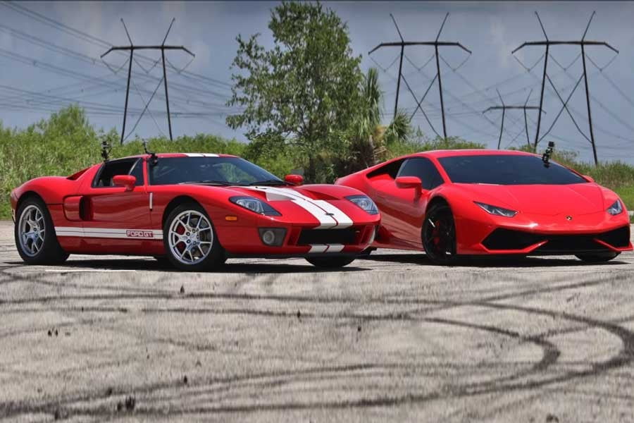 Γερή κόντρα ανάμεσα σε Lamborghini Huracan και Ford GT (+video)