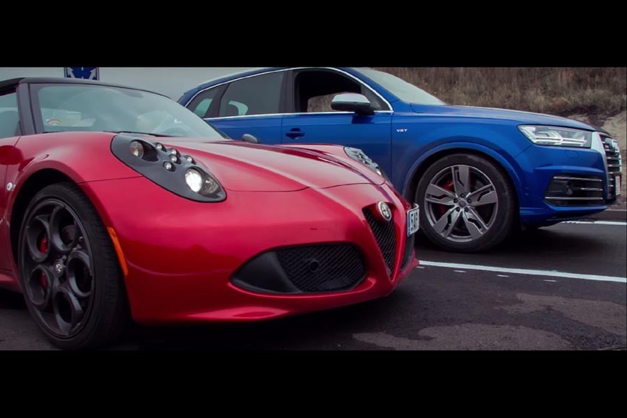 Audi SQ7 TDI vs Alfa Romeo 4C (+video)