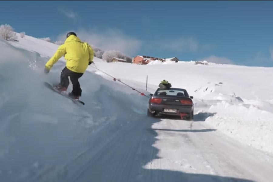 Στην Βασιλίτσα με Nissan Silvia S13 και… έναν snowboarder (+video)