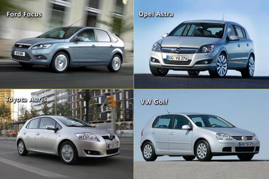 Ford Focus VS Opel Astra, Toyota Auris και VW Golf