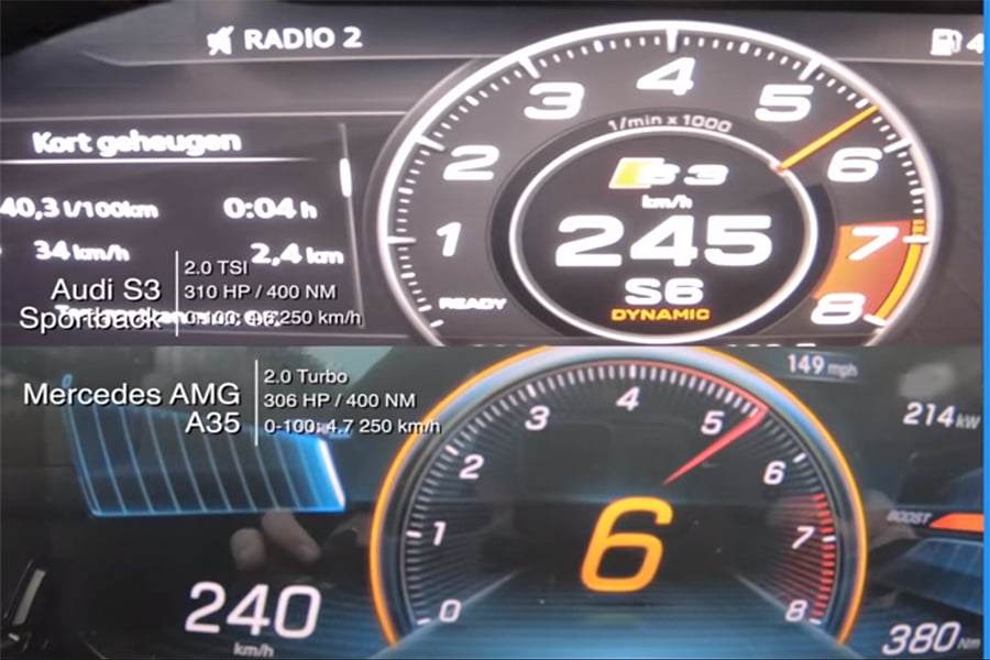 Mercedes-AMG A 35 vs Audi S3 έως τα 250 χλμ./ώρα!