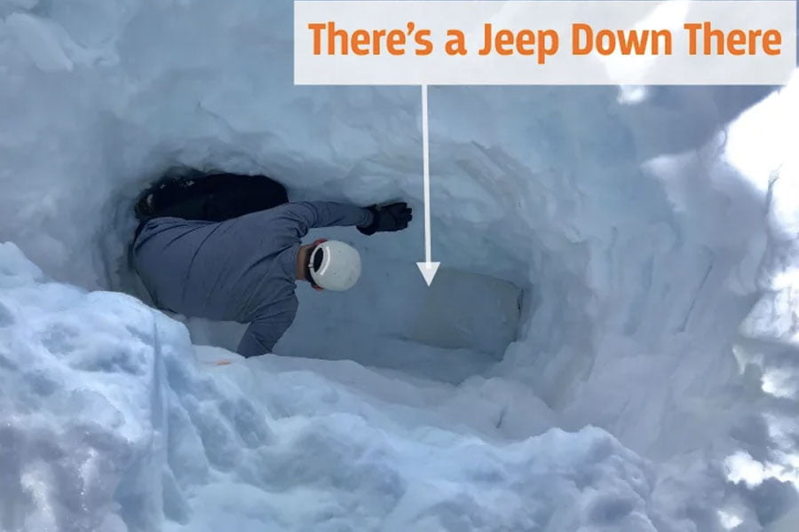 Jeep Cherokee θάφτηκε κάτω από τρία μέτρα χιόνι!