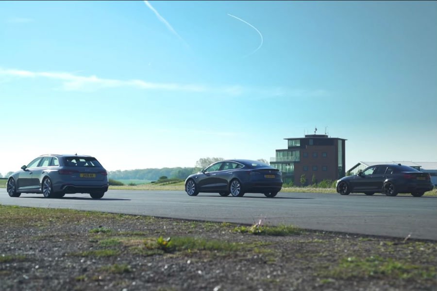 Tesla Model 3 ρίχνει «καρότσες» σε Audi RS4 και BMW M3 (+video)
