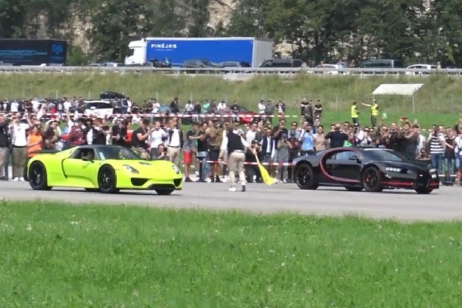 Η Bugatti Chiron «ισοπεδώνει» την Porsche 918 Spyder (+video)