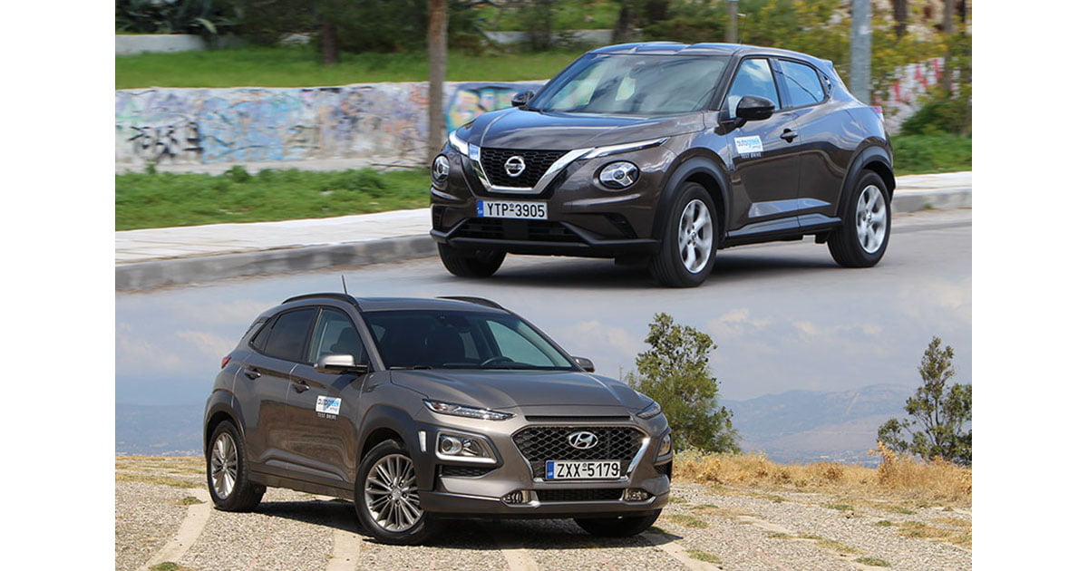 Nissan Juke 1.0 DIG-T vs Hyundai Kona 1.0 T-GDi - AutoGreekNews