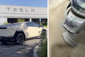 Λακκούβα ράγισε το σασί σε Tesla Cybertruck