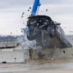 rivian crashes barrier