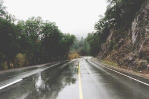 slippery autumn road